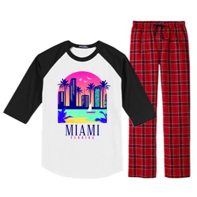 Retro Miami Florida Raglan Sleeve Pajama Set