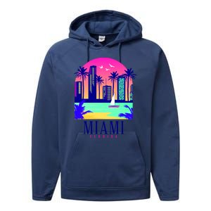 Retro Miami Florida Performance Fleece Hoodie