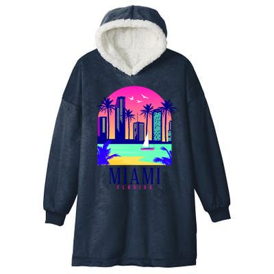 Retro Miami Florida Hooded Wearable Blanket