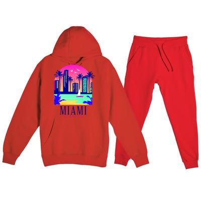 Retro Miami Florida Premium Hooded Sweatsuit Set