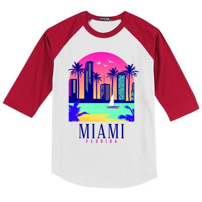 Retro Miami Florida Kids Colorblock Raglan Jersey