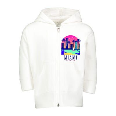 Retro Miami Florida Toddler Zip Fleece Hoodie