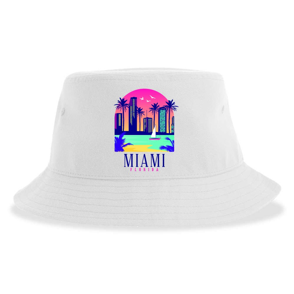 Retro Miami Florida Sustainable Bucket Hat