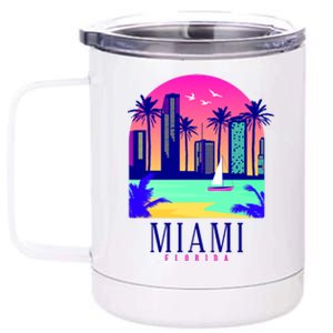 Retro Miami Florida 12 oz Stainless Steel Tumbler Cup