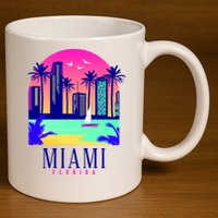 Retro Miami Florida 11oz C Handle Ceramic Mug