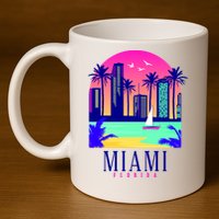 Retro Miami Florida 11oz C Handle Ceramic Mug