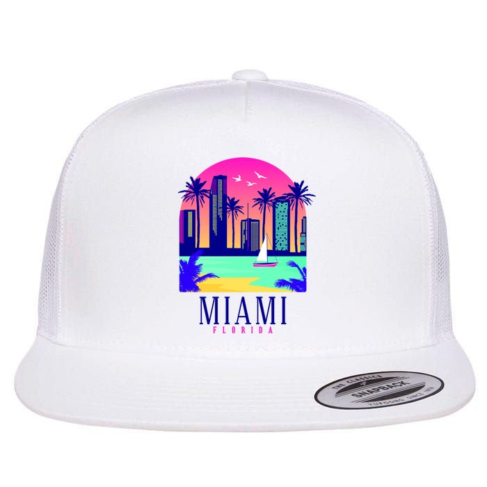 Retro Miami Florida Flat Bill Trucker Hat