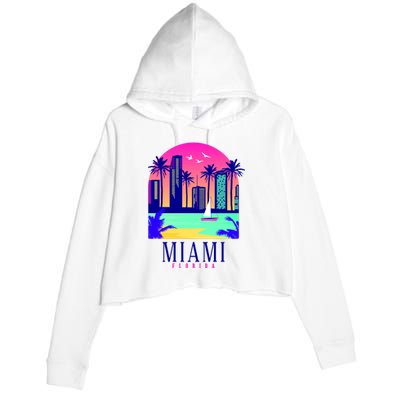 Retro Miami Florida Crop Fleece Hoodie