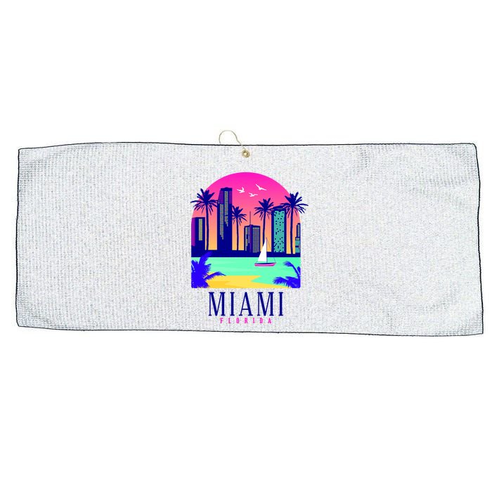 Retro Miami Florida Large Microfiber Waffle Golf Towel