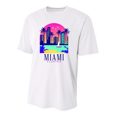 Retro Miami Florida Youth Performance Sprint T-Shirt