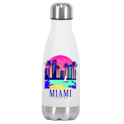 Retro Miami Florida Stainless Steel Insulated Water Bottle