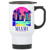 Retro Miami Florida Stainless Steel Travel Mug