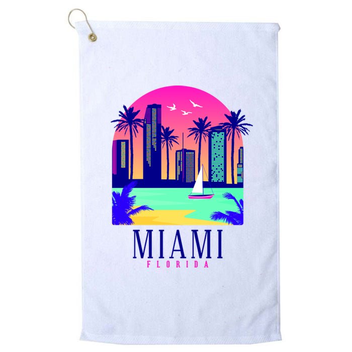 Retro Miami Florida Platinum Collection Golf Towel