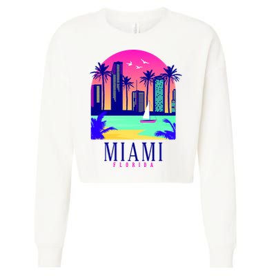 Retro Miami Florida Cropped Pullover Crew
