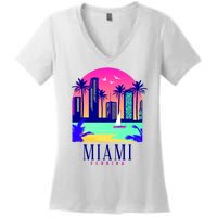 Retro Miami Florida Women's V-Neck T-Shirt