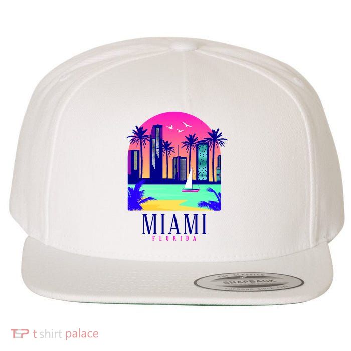 Retro Miami Florida Wool Snapback Cap