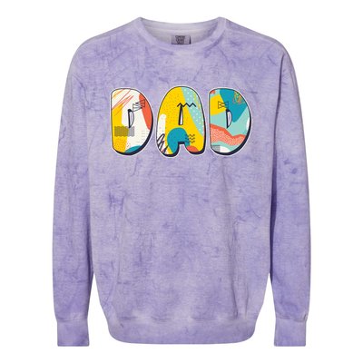 Retro Mod Pattern Dad Logo Colorblast Crewneck Sweatshirt