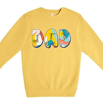 Retro Mod Pattern Dad Logo Premium Crewneck Sweatshirt