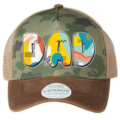 Retro Mod Pattern Dad Logo Legacy Tie Dye Trucker Hat