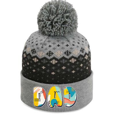 Retro Mod Pattern Dad Logo The Baniff Cuffed Pom Beanie