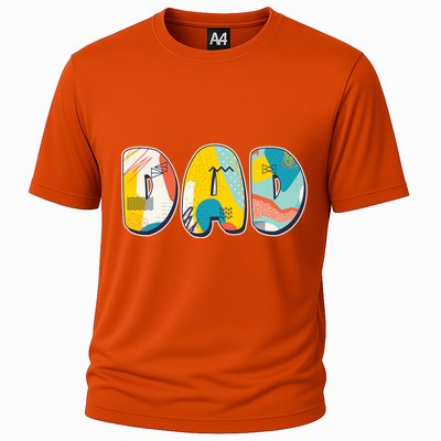 Retro Mod Pattern Dad Logo Cooling Performance Crew T-Shirt