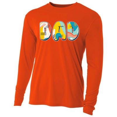 Retro Mod Pattern Dad Logo Cooling Performance Long Sleeve Crew