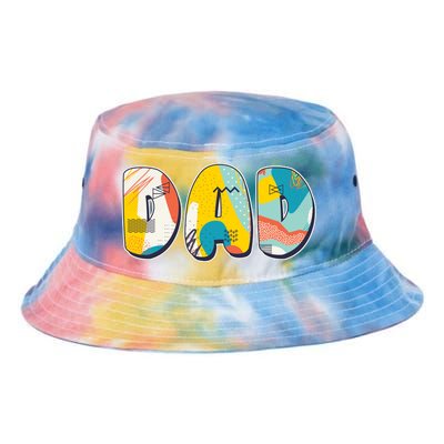 Retro Mod Pattern Dad Logo Tie Dye Newport Bucket Hat