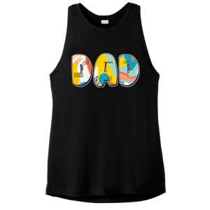 Retro Mod Pattern Dad Logo Ladies PosiCharge Tri-Blend Wicking Tank