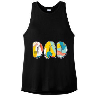 Retro Mod Pattern Dad Logo Ladies PosiCharge Tri-Blend Wicking Tank
