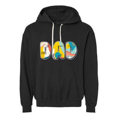 Retro Mod Pattern Dad Logo Garment-Dyed Fleece Hoodie