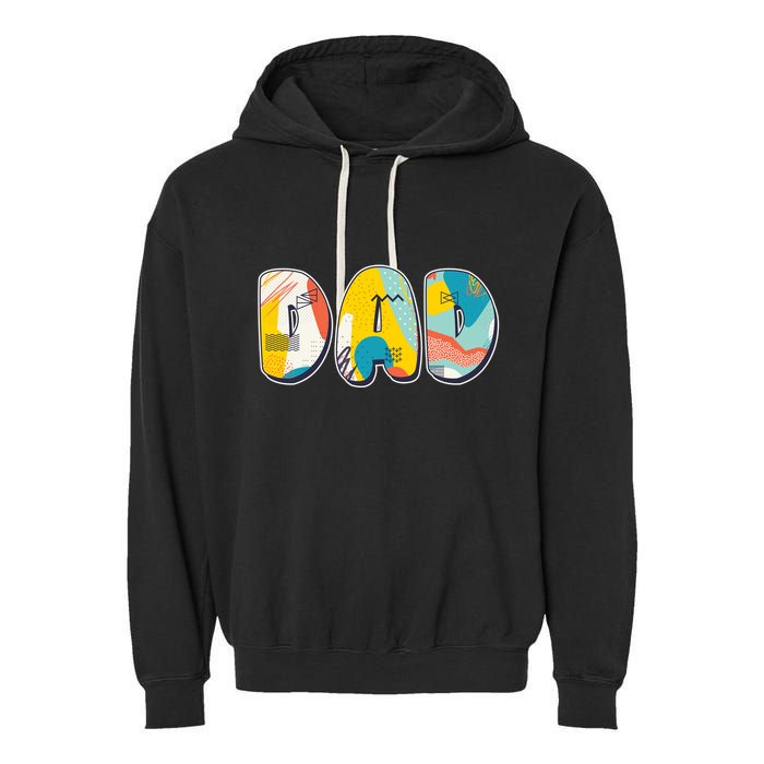 Retro Mod Pattern Dad Logo Garment-Dyed Fleece Hoodie