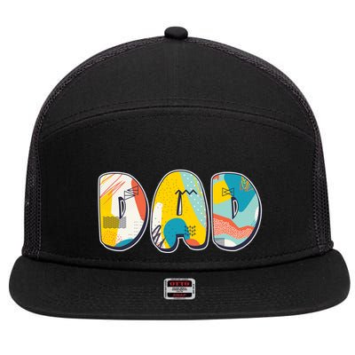 Retro Mod Pattern Dad Logo 7 Panel Mesh Trucker Snapback Hat