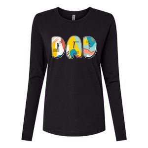 Retro Mod Pattern Dad Logo Womens Cotton Relaxed Long Sleeve T-Shirt