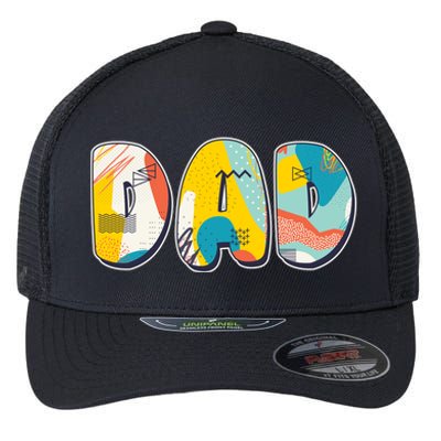 Retro Mod Pattern Dad Logo Flexfit Unipanel Trucker Cap