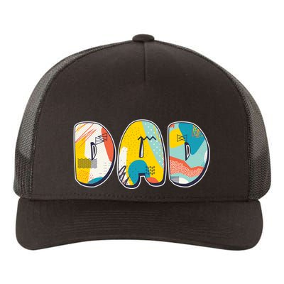 Retro Mod Pattern Dad Logo Yupoong Adult 5-Panel Trucker Hat