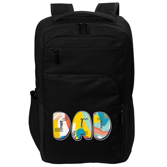Retro Mod Pattern Dad Logo Impact Tech Backpack