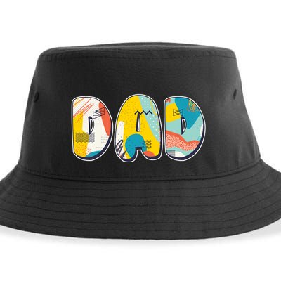 Retro Mod Pattern Dad Logo Sustainable Bucket Hat