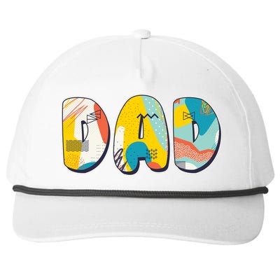 Retro Mod Pattern Dad Logo Snapback Five-Panel Rope Hat