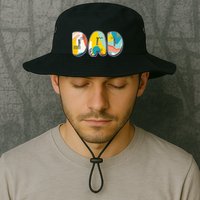 Retro Mod Pattern Dad Logo Bucket Hat