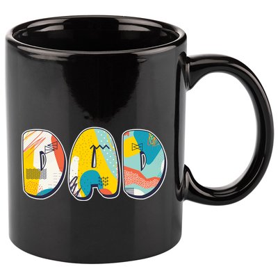 Retro Mod Pattern Dad Logo 11oz C Handle Ceramic Mug