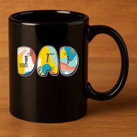 Retro Mod Pattern Dad Logo 11oz C Handle Ceramic Mug