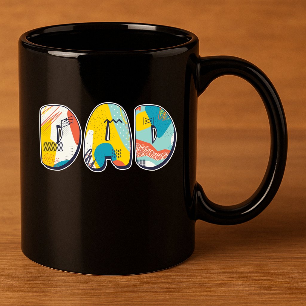 Retro Mod Pattern Dad Logo 11oz C Handle Ceramic Mug