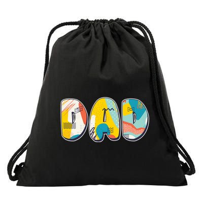 Retro Mod Pattern Dad Logo Drawstring Bag