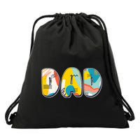 Retro Mod Pattern Dad Logo Drawstring Bag