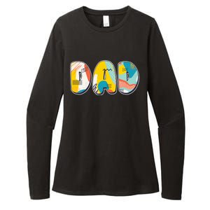 Retro Mod Pattern Dad Logo Womens CVC Long Sleeve Shirt