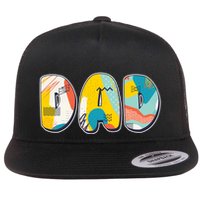 Retro Mod Pattern Dad Logo Flatbill Hat