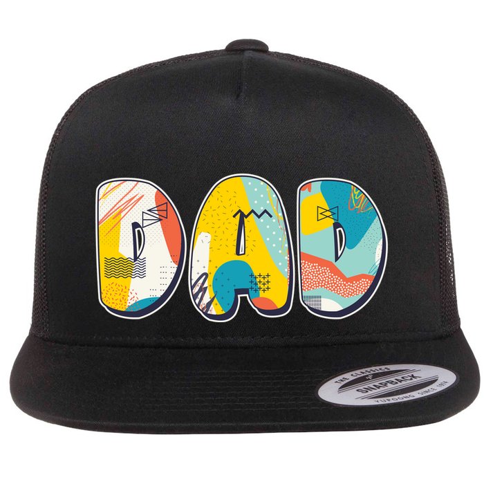 Retro Mod Pattern Dad Logo Flatbill Hat