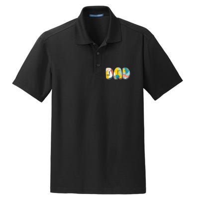 Retro Mod Pattern Dad Logo Dry Zone Grid Polo