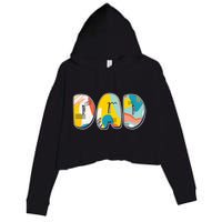 Retro Mod Pattern Dad Logo Crop Fleece Hoodie