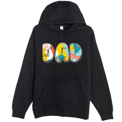 Retro Mod Pattern Dad Logo Premium Pullover Hoodie